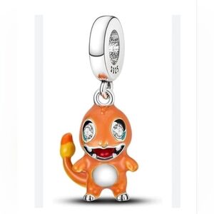 New Pokemon Charmander Dangle Silver charm for jewelry bracelet